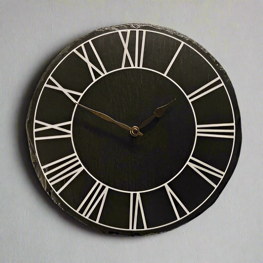 Welsh Slate Clock - Roman Numerals - Giftware Wales