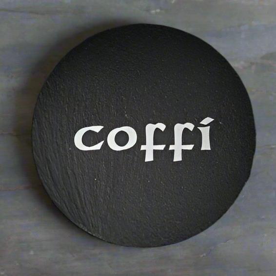 Welsh Slate Coaster - (Coffi-Coffee) - Giftware Wales