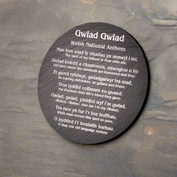 Welsh Slate Coaster - (National Anthem) - Giftware Wales