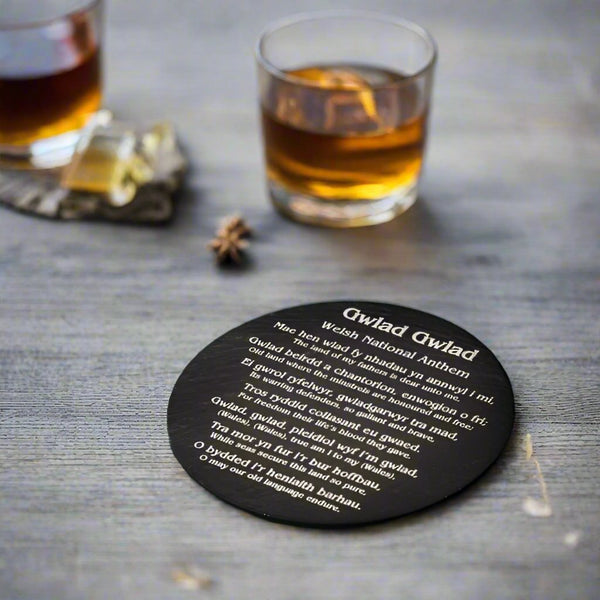 Welsh Slate Coaster - (National Anthem) - Giftware Wales