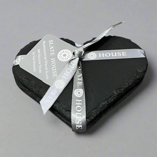 Welsh Slate Coasters - Heart Set of 2 - Giftware Wales