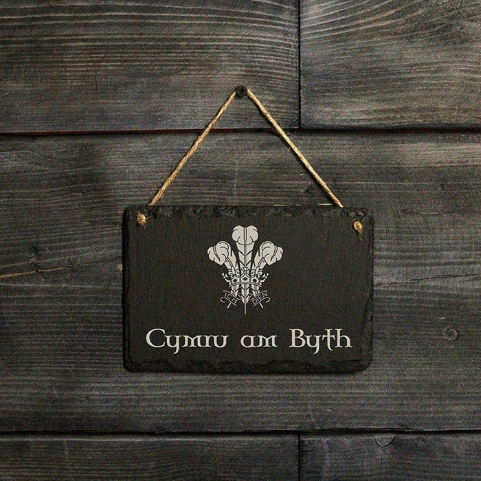 Welsh Slate Cymru Am Byth Hanging Sign - Giftware Wales