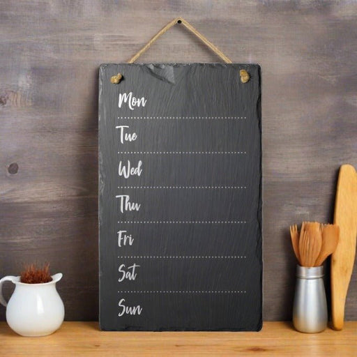 Welsh Slate Family Memo Board - Days of the Week - Giftware Wales