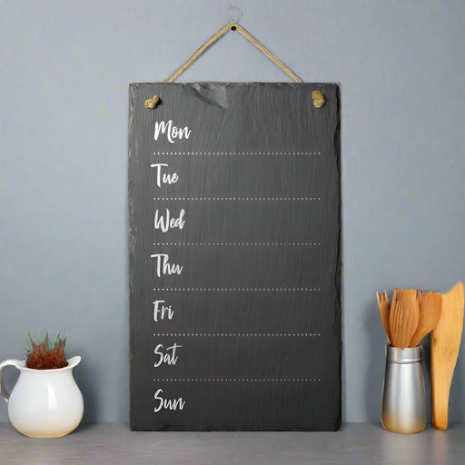 Welsh Slate Family Memo Board - Days of the Week - Giftware Wales