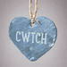 Welsh Slate - Heart Hanging Plaque (Cwtch) - Giftware Wales