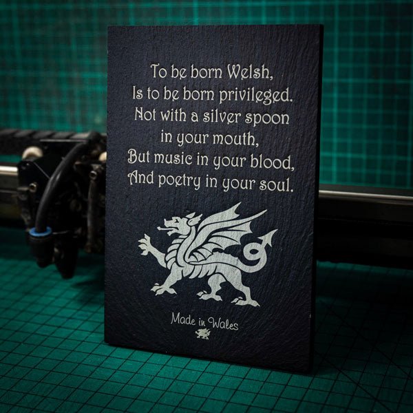 Welsh Slate Plaque (To Be Born Welsh Poem) - Giftware Wales