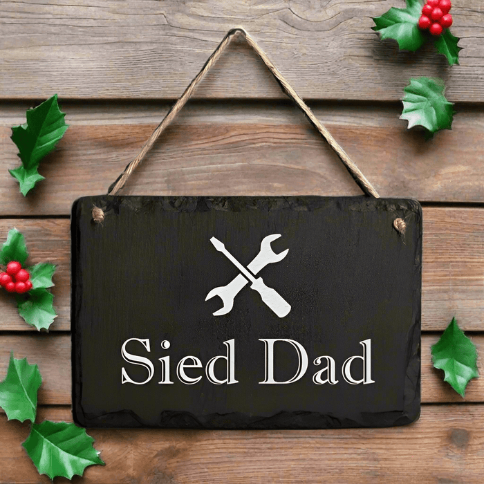 Welsh Slate Sied Dad - Hanging Sign - Giftware Wales