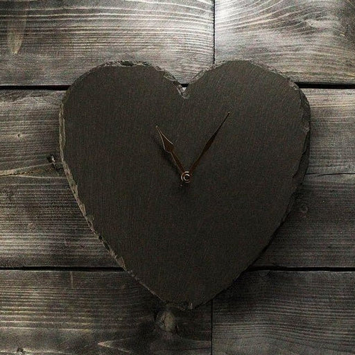 Welsh Slate Silent Wall Clock - Heart - Giftware Wales