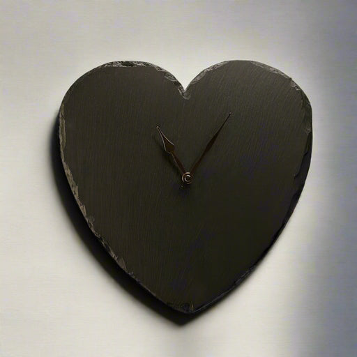 Welsh Slate Silent Wall Clock - Heart - Giftware Wales