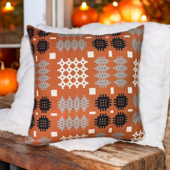 Welsh Tapestry Blanket design Cushion - Autumn - Giftware Wales