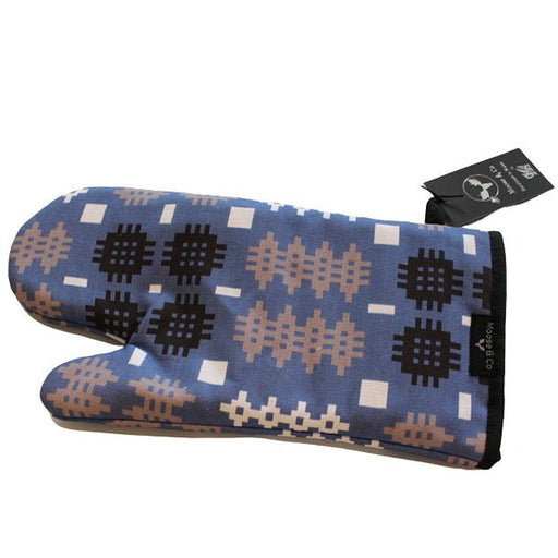 Welsh Tapestry blanket print Oven Mitt - Blue - Giftware Wales