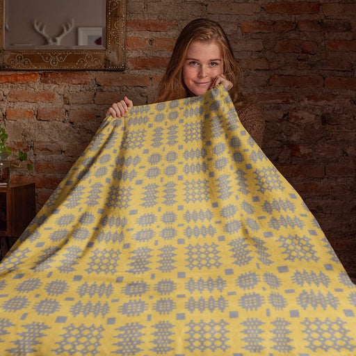 Welsh tapestry Blanket print Throw - Mustard - Giftware Wales