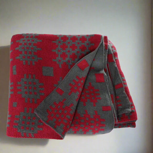 Welsh tapestry Blanket print Throw - Red - Giftware Wales