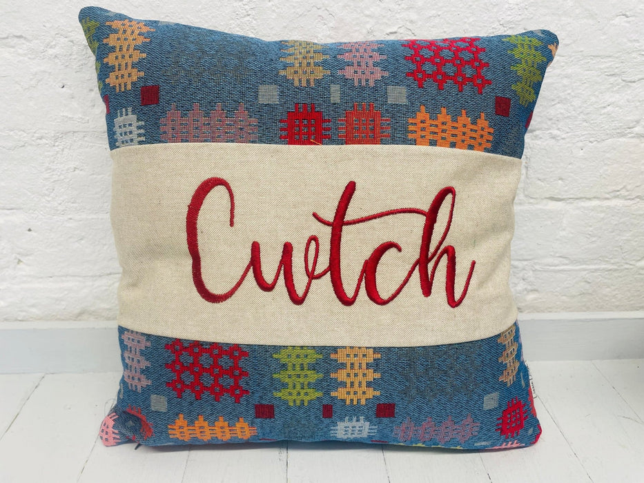 Welsh Tapestry Design Cwtch Cushion - Lizzie® (LDCSDark Blue) - Giftware Wales