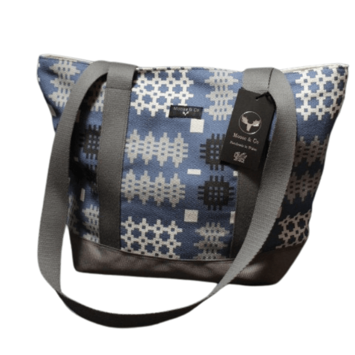 Welsh Tapestry Print Tote Bag - Cobalt Blue - Giftware Wales