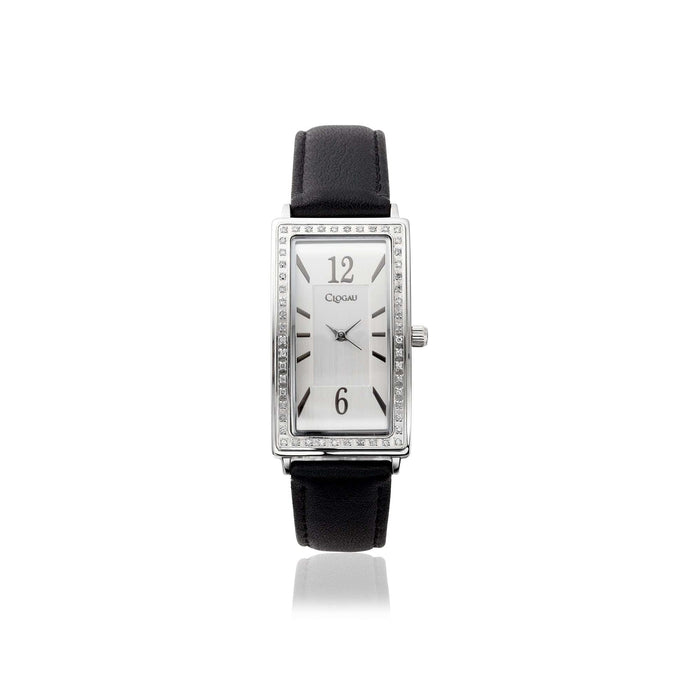 Womens Clogau Diamond set Black Leather Watch - Giftware Wales