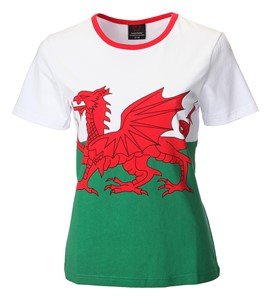 Women's - Welsh Flag Fashion Fit T Shirt - Giftware Wales