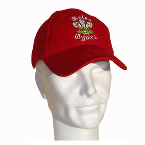 Welsh Dragon Embroidered Baseball Cap (Red)