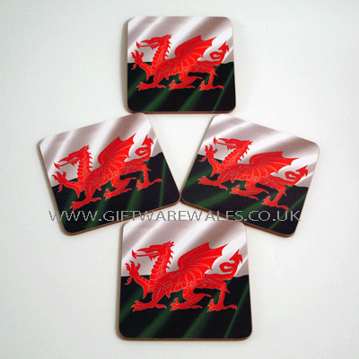 Set of 4 Welsh Flag Coasters