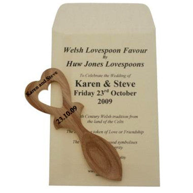 20 Engraved Lovespoon & Personalised Envelope - (MJ4L)