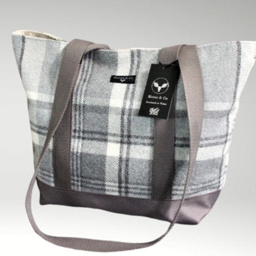 Wool Touch Shoulder / Tote bag - Grey Check