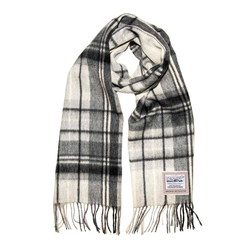 Pure Wool Black White Check Scarf - by Heritage Traditions