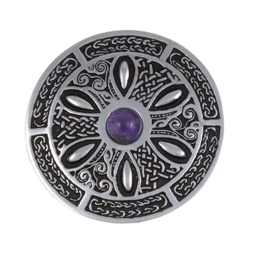 Celtic wheel gemstone brooch by St. Justin (PB55P)