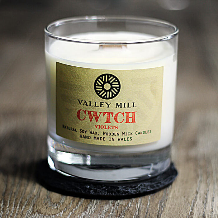 Cwtch Violets Soy - Wooden Wick Candle