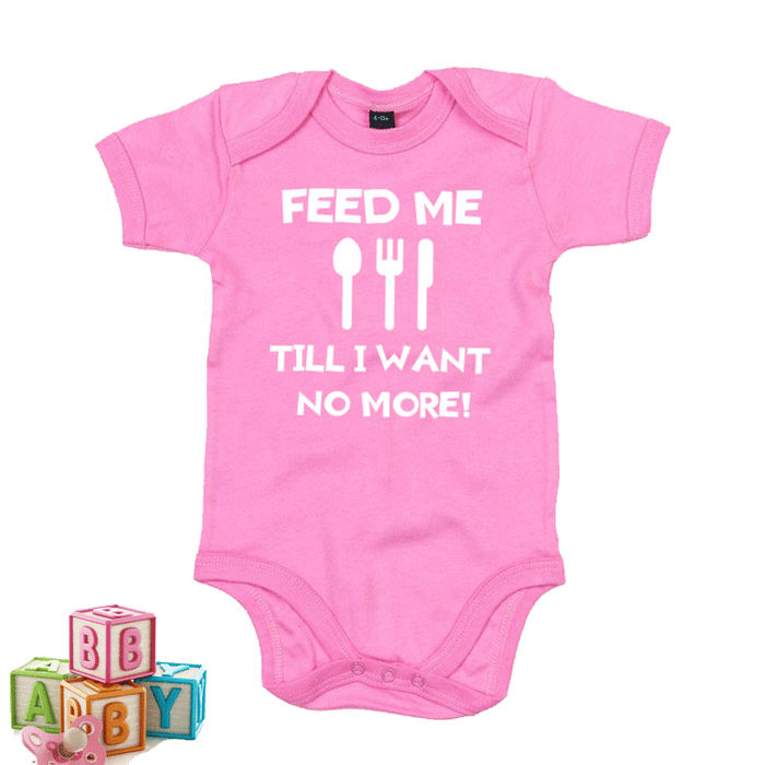 Feed me till i want no more - Welsh Baby Grow PINK