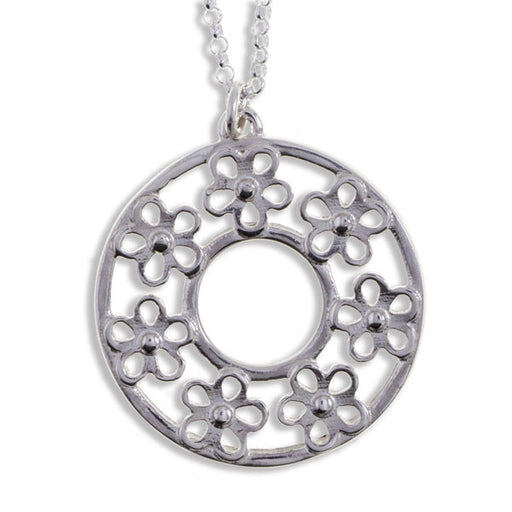 Flower circle pendant silver by St Justin (SP957)