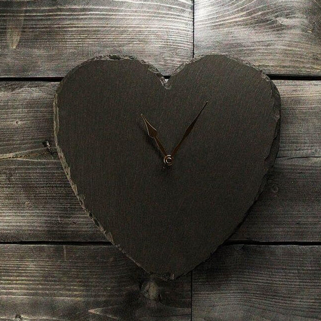 Welsh Slate Silent Wall Clock - Heart