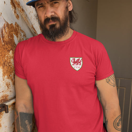 Cymru Shield Football T Shirt - Organic Yma o Hyd
