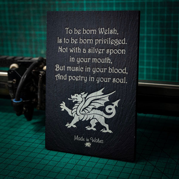 Welsh Slate Plaque (To be Born Welsh Poem)