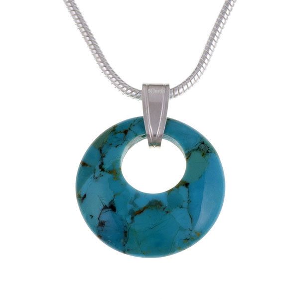 Silver Geo circlet pendant turquoise (SP300)