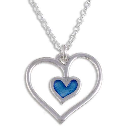 Blue heart Silver pendant by St Justin 