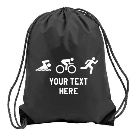 Swim Bike Run Triathlon Logo- Personalised Duffel Bag - BLACK