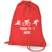 Swim Bike Run Triathlon Logo- Personalised Duffel Bag - RED