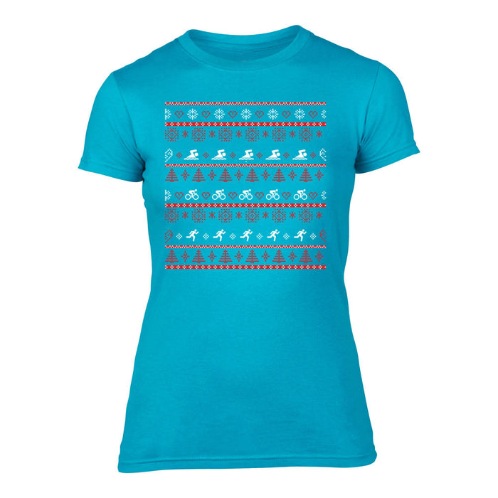 Triathlon Swim -Bike - Run - Women'S Christmas T-Shirt