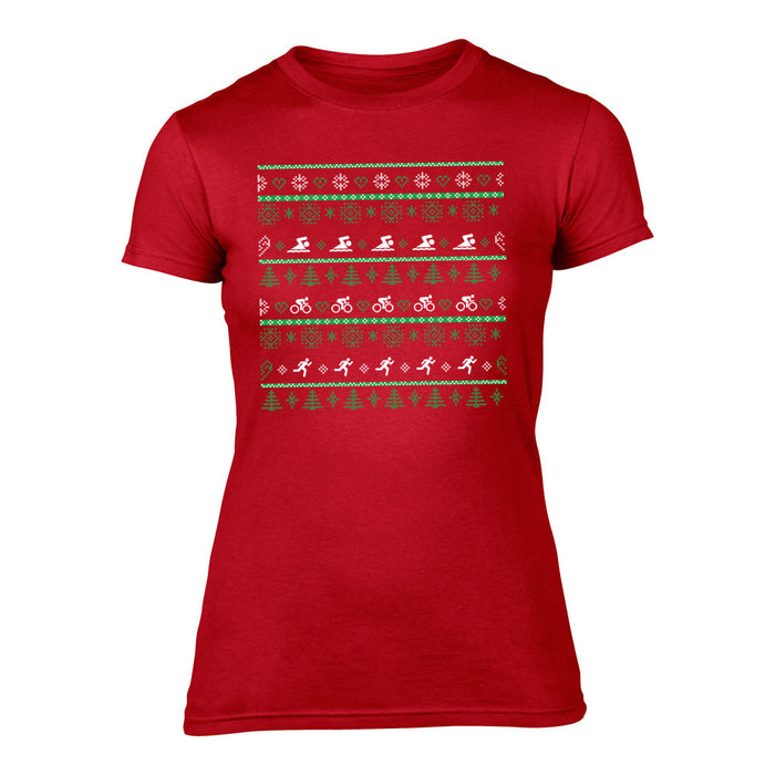 Triathlon Swim -Bike - Run - Women'S Christmas T-Shirt