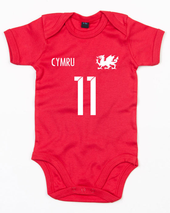 Cymru - Number 11 Football Baby Grow