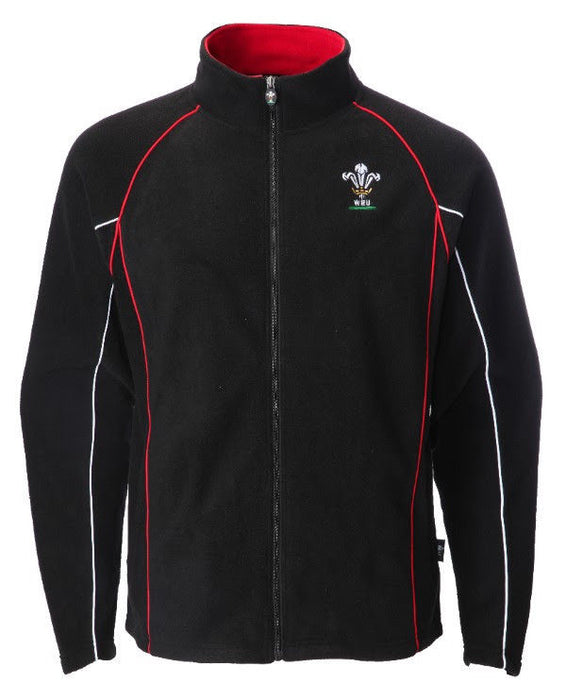 Mens Official WRU Welsh Black Full Zip Fleece