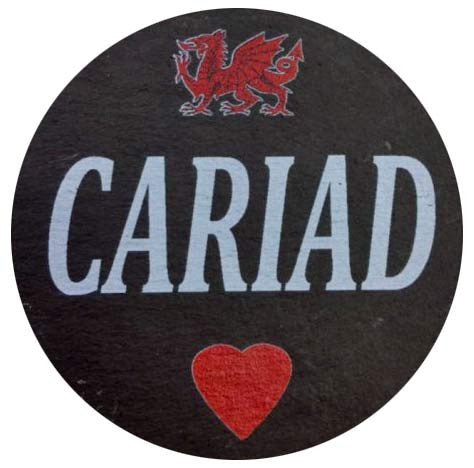 Cariad/ Love - Welsh Slate Coaster