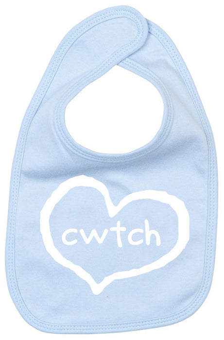 Cwtch Heart - Welsh Baby Bib (Blue)