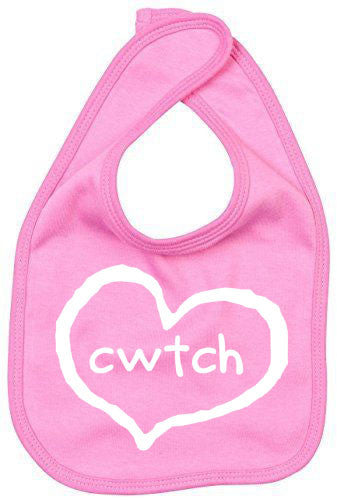 Cwtch Heart - Welsh Baby Bib (Pink)
