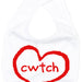 Cwtch Heart - Welsh Baby Bib (White)