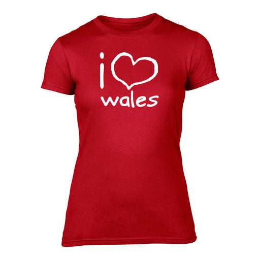 I Love Wales - Women's Welsh T-Shirt (Red)