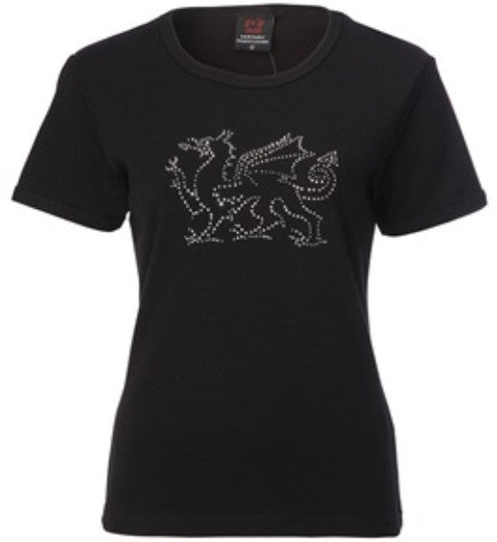 Ladies Welsh Diamanté Dragon T-Shirt