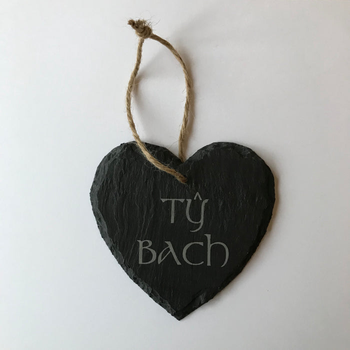 Welsh Slate - Heart Hanging Plaque (Ty Bach)
