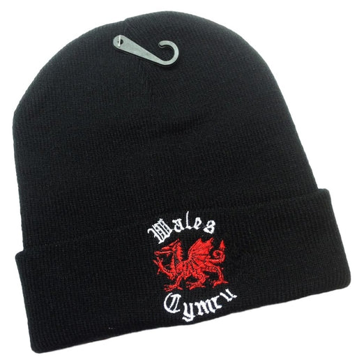 Welsh Cymru Dragon Beanie Hat (Black)